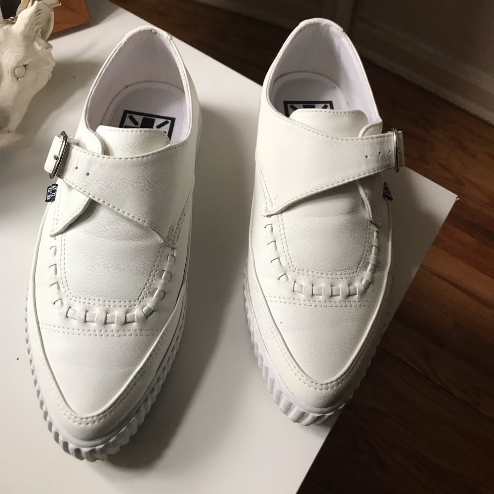 T.U.K white vegan mono buckle shoe